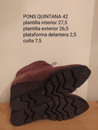 PONS QUINTANA - botines oxford cuña 42