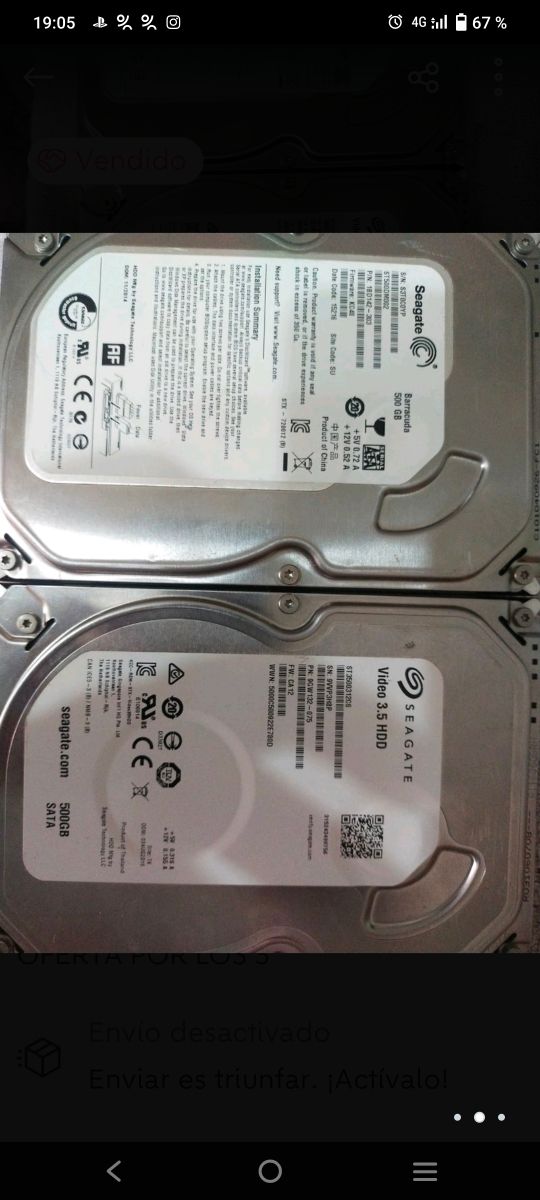 3 discos duros de 500gb