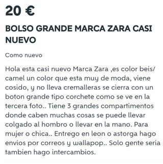 BOLSO GRANDE DE ZARA COLOR BEIS