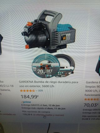 BOMBA AGUA GARDENA 3600l/h