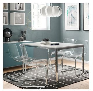 Mesa Ikea cristal brillo blanco tobias