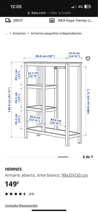Ropero abierto ikea blanco