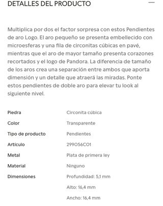 Preciosos pendientes originales de Pandora.