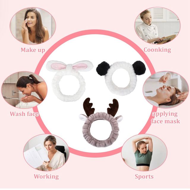 Nuevo. 3 Piezas Diadema Maquillaje Mujer Niña,