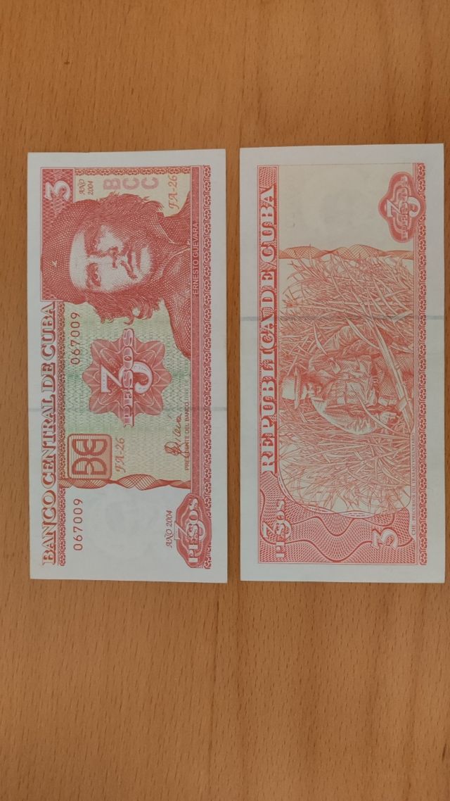 Billete 3 pesos cubanos Che Guevara