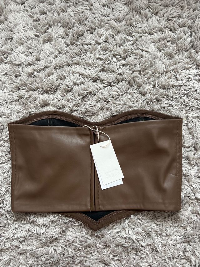 Croptop polipiel marron nuevo con etiqueta