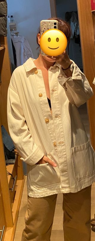 Chaqueta vaquera oversize, blanco roto