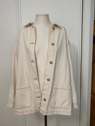 Chaqueta vaquera oversize, blanco roto