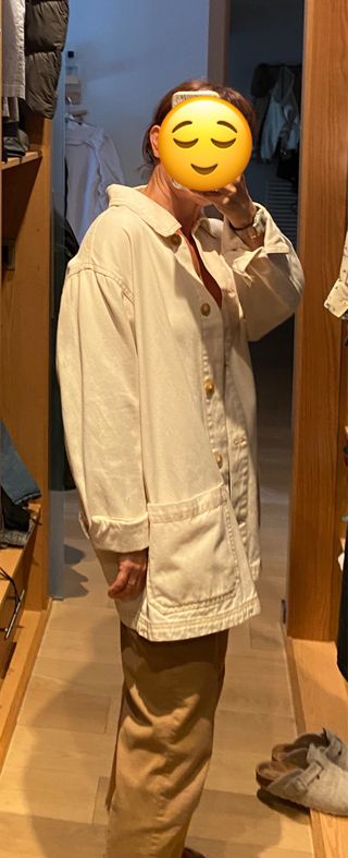 Chaqueta vaquera oversize, blanco roto