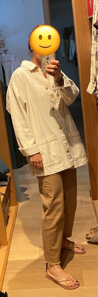 Chaqueta vaquera oversize, blanco roto