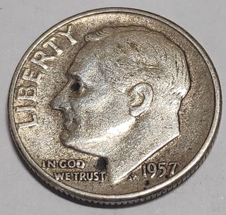 MONEDA ONE DIME DE PLATA 1957