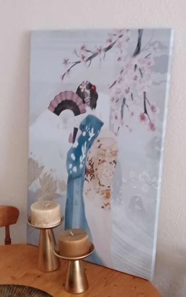 Cuadro Geisha impreso en tela con bastidor madera.