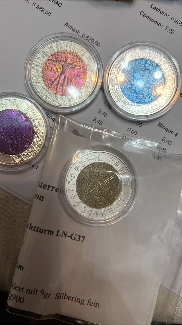 17 Monedas plata niobio 25€ 2005-2021 Austria