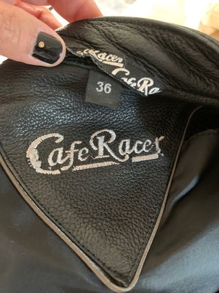 Chaqueta piel moto mujer Cafe Racer nueva