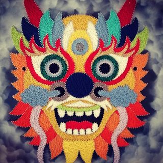 Quadro drago giapponese stringart