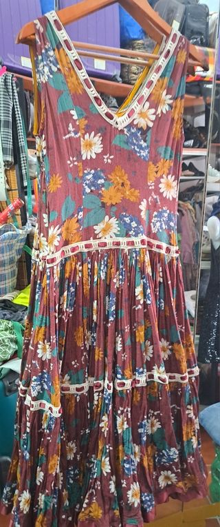 vestido de flamenca antiguo estilo bata talla 42