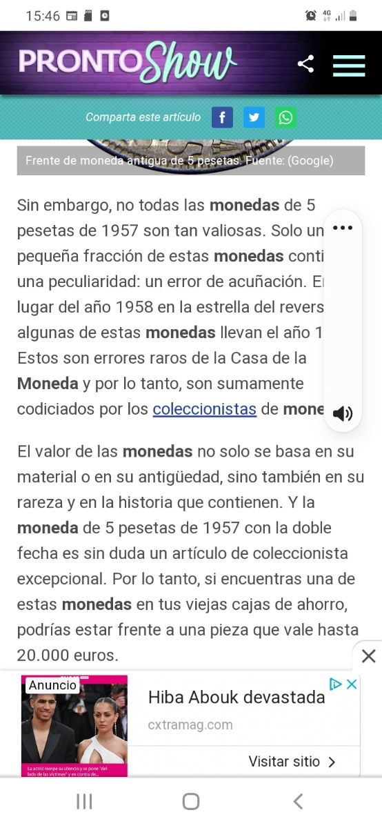 moneda 5 pesetas Franco 1957 colección