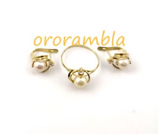 Juego anillo y pendientes oro 18 para comunión
