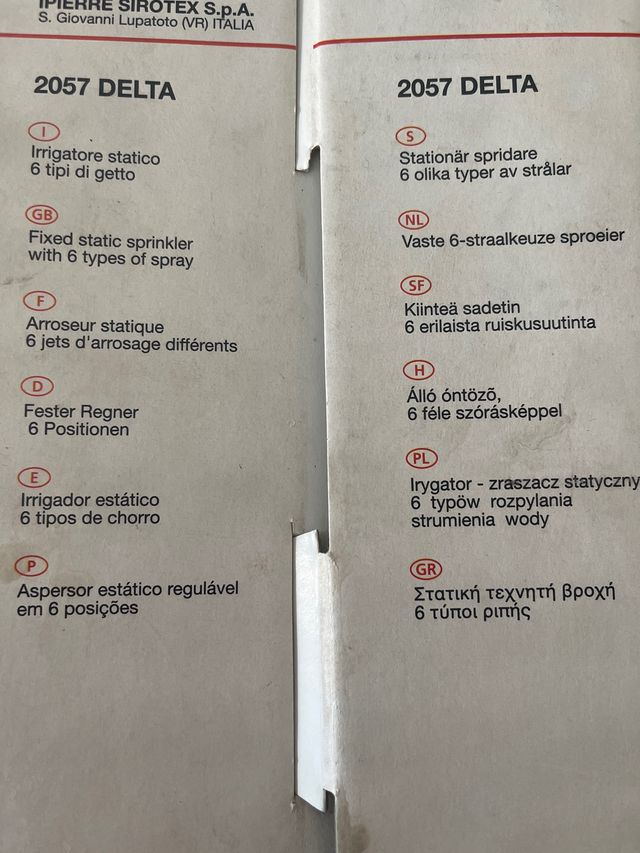 Irrigatore statico 6 tipo