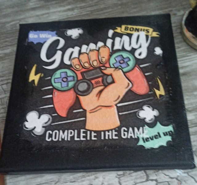 cuadro lienzo a mano acrílicos y decoupage