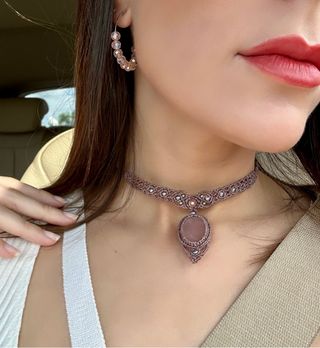 Gargantilla de Cuarzo rosa