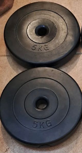 PESAS 40KG KIT BARRA 120CM DISCOS MANCUERNAS