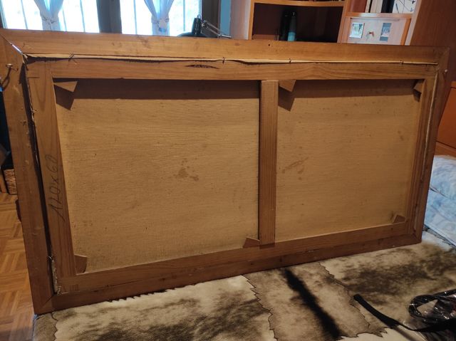 Cuadro Óleo Antiguo Paisaje Marco 131x70cm Único