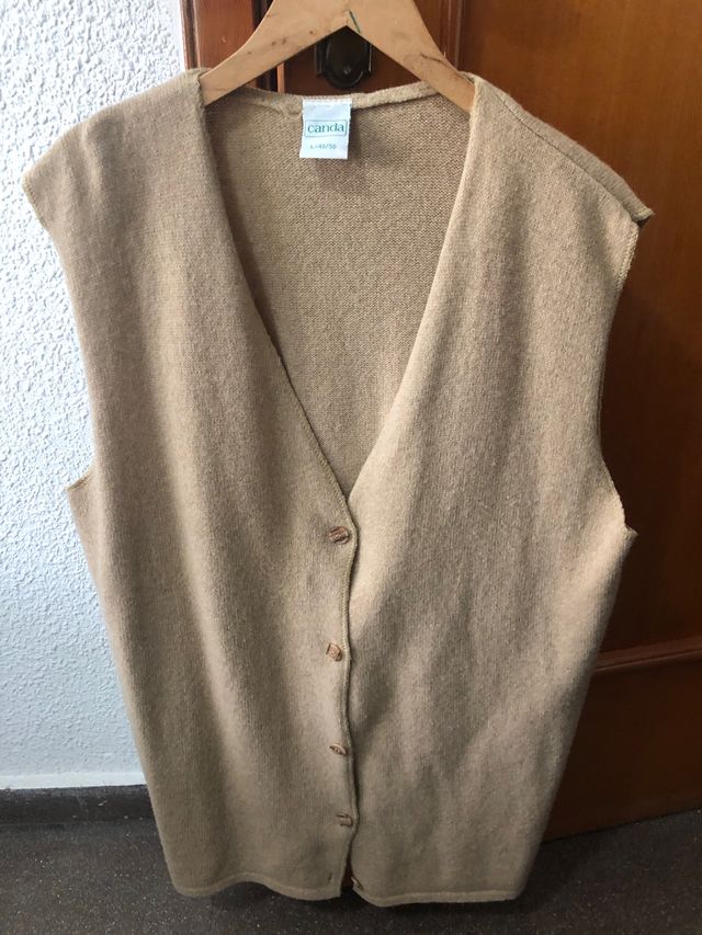 Chaleco lana fina señora beige