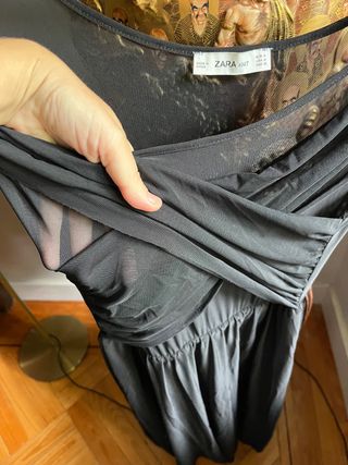 Vestido fiesta zara gasa trasparente elaatico 