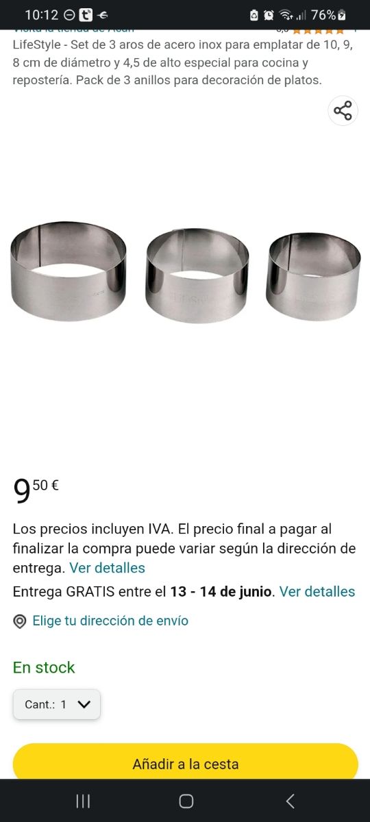 Aros emplatar inox 10 9 y 8 cm diametro lifestyle