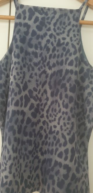 Top tirantes azul estampado leopardo TM.