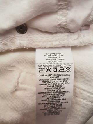 Falda tejana blanca El Cortés Inglés