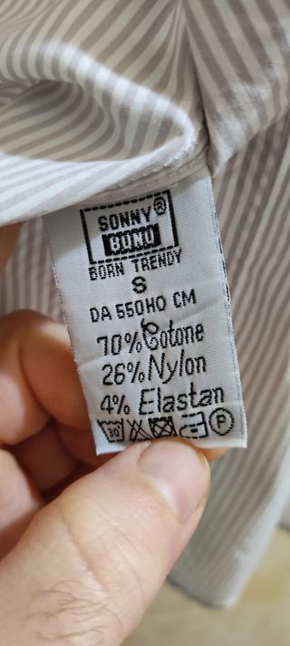 Camicia panna a righe maniche corte