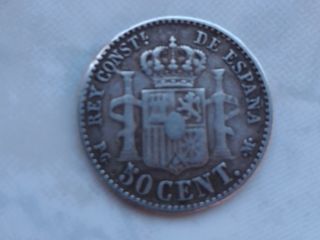 Moneda  plata  1892 Alfonso XIII de 50 cm