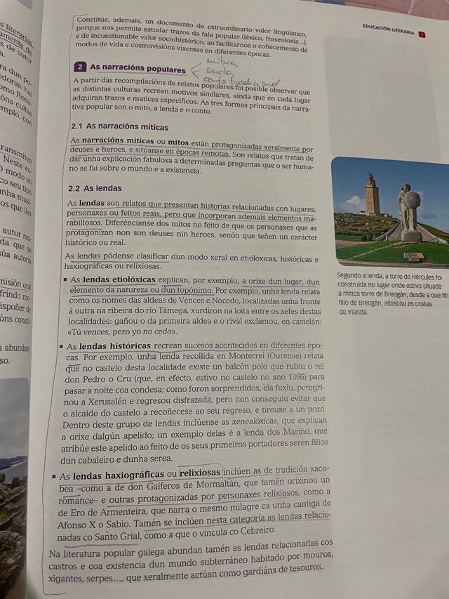 Lingua e literatura 1 Bacharelato