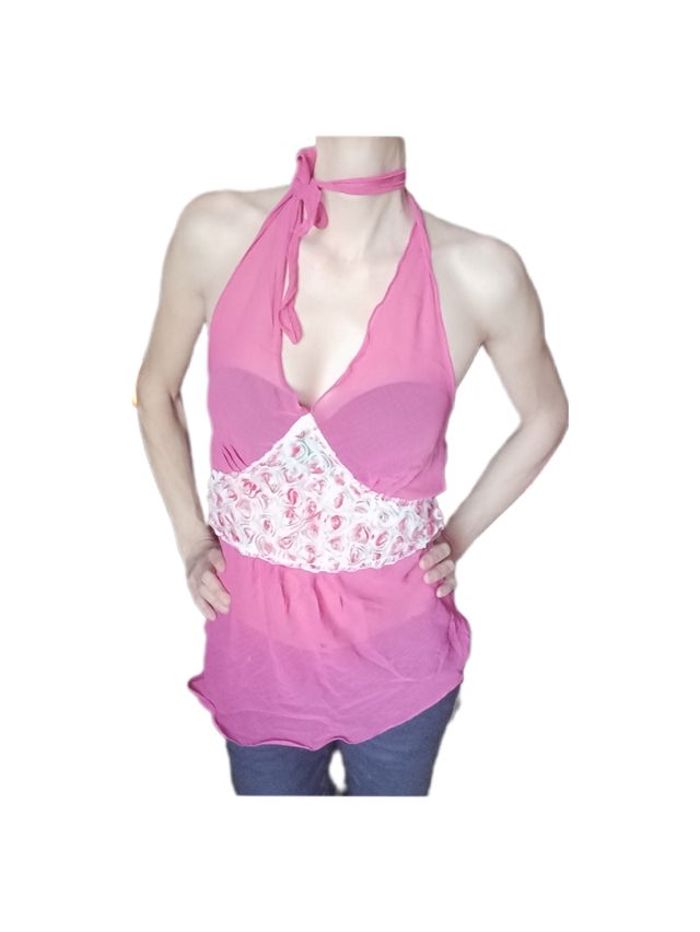 Top donna, fantasia fiori,Taglia: M / L 🇮🇹