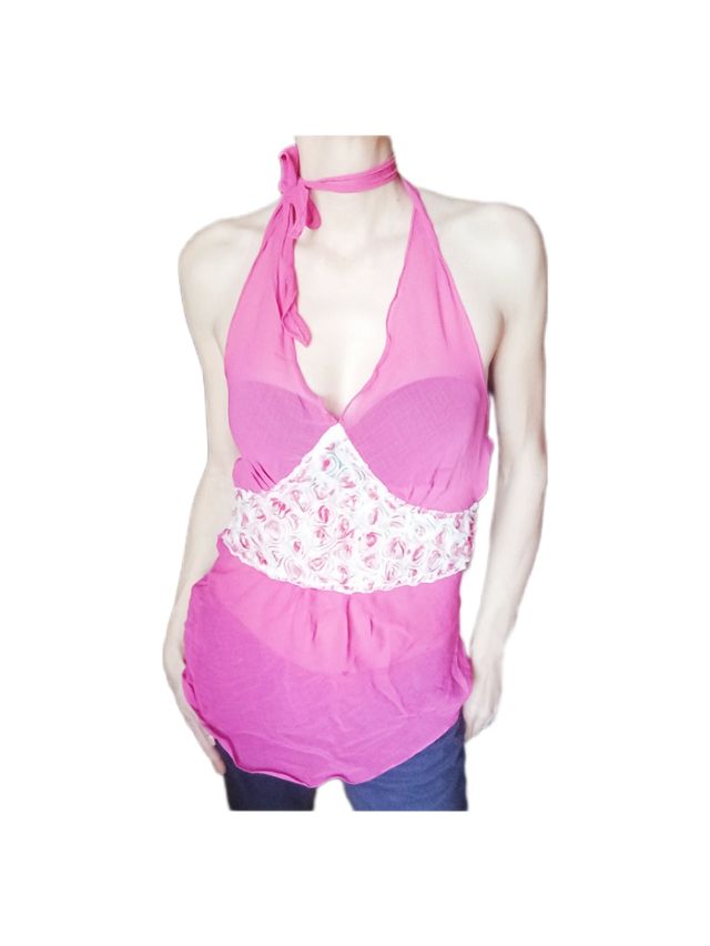 Top donna, fantasia fiori,Taglia: M / L 🇮🇹