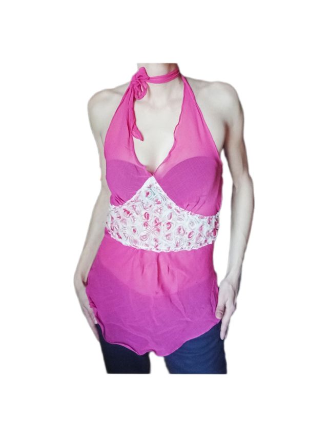 Top donna, fantasia fiori,Taglia: M / L 🇮🇹