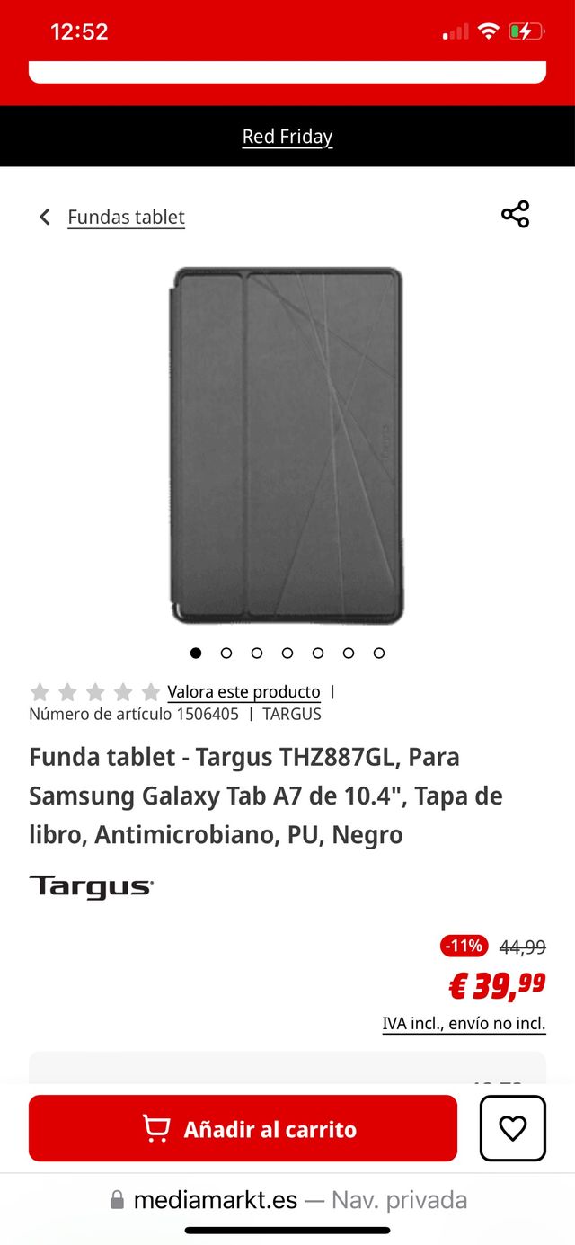 Funda targus tablet samsung galaxy tan A7