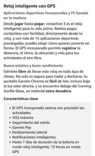 Reloj Garmin Vivo active 3