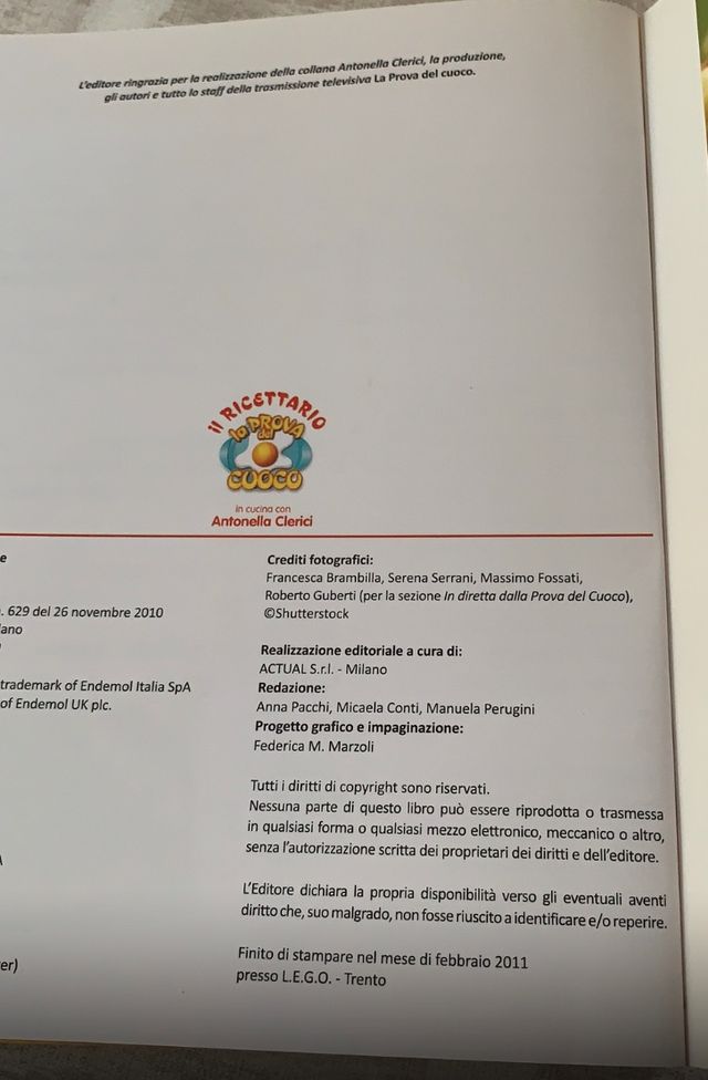 Il ricettario della prova del cuoco