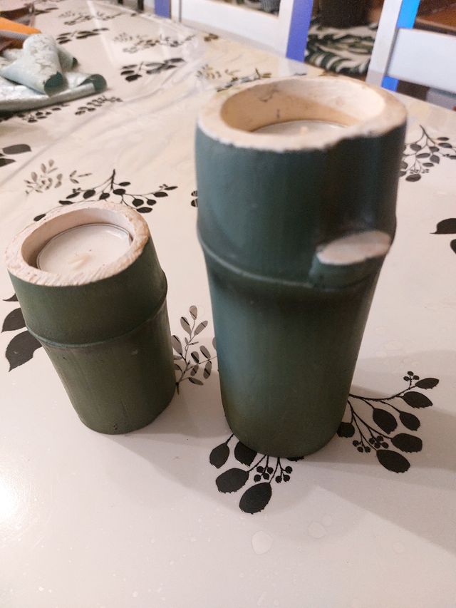 set portacandele a forma di canna di bambù