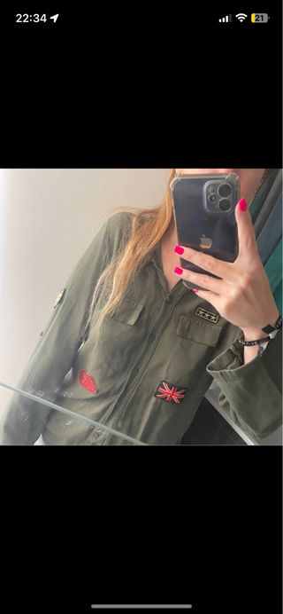 camisa botones verde militar caqui