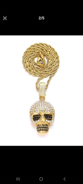 collar con calavera aleación de zinc dorado color