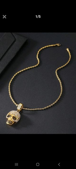 collar con calavera aleación de zinc dorado color