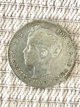 Moneda Alfonso XIII de 1900 en plata
