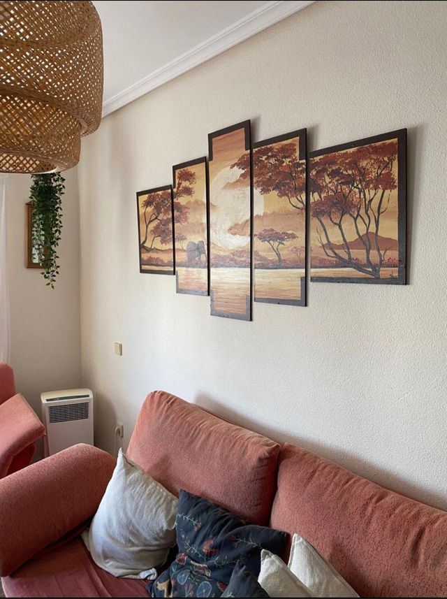 Cuadro pintura etnica 5 piezas