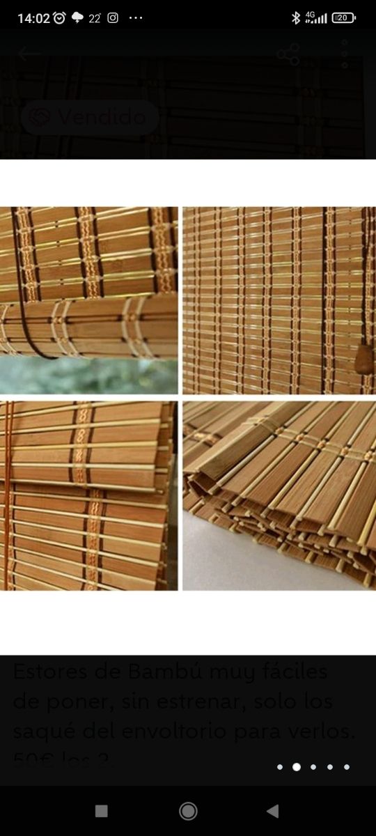 Estor enrollable de Bambú 50x120