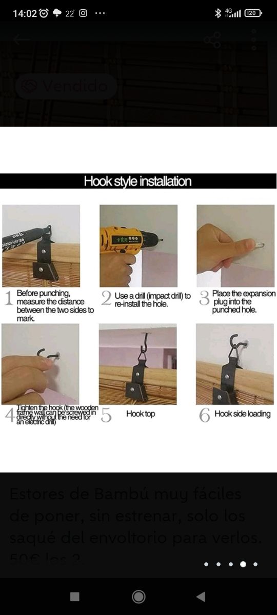 Estor enrollable de Bambú 50x120