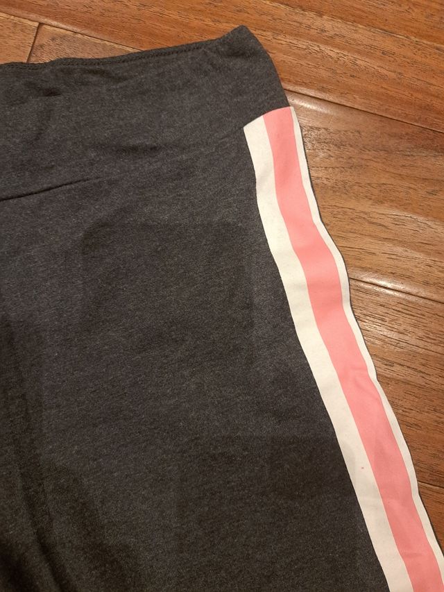 Leggins cotone ragazza grigio con fascia laterale